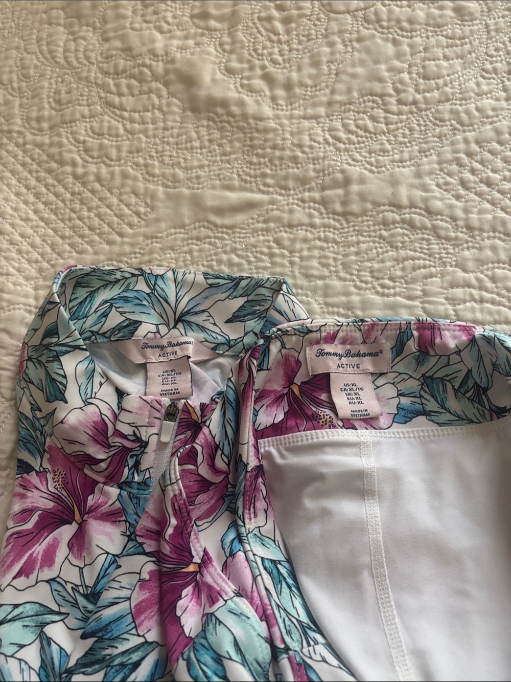 Tommy Bahama Active Floral Zip-Up Top and Ruffle Skirt Set - Pink & Teal Bloom - Picture 4 of 13